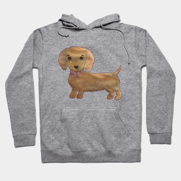 Cute Dachshund Puppy Hoodie by WatercolorFun